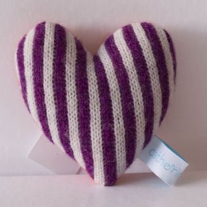 Violet and White Stripe Lavender Heart